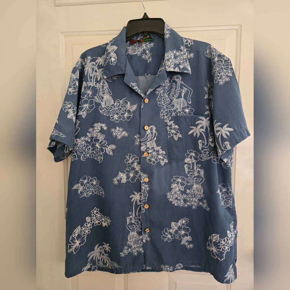 Roundy Bay Mens Short Sleeve Hawaiian print shirt